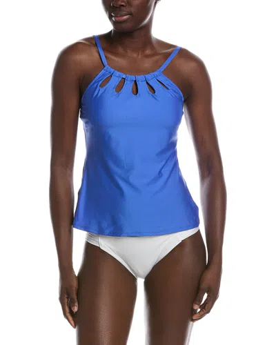 24th & Ocean 24th And Ocean Solid Tankini Top In Blue