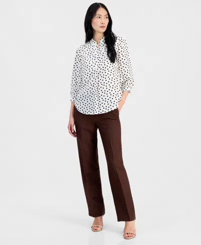 Anne Klein Petite Y-neck Pull-on Top In Multi