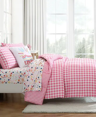 Eddie Bauer Preston Check Microfiber 4-pc. Comforter Set, Full/queen In White,light Pink