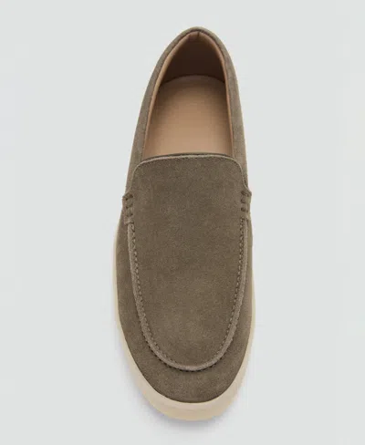 Mango Men's Split Leather Shoes In Khaki