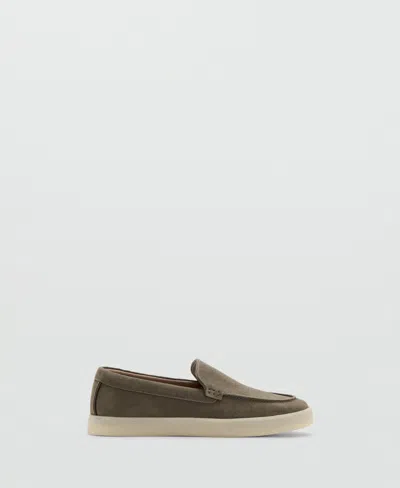 Mango Men's Split Leather Shoes In Khaki