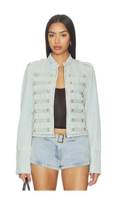 Lioness Rush Hour Napoleon Button Detail Military Jacket In Blue