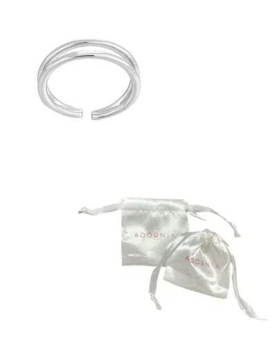 Adornia Silver Plated Double Line Adjustable Toe Ring In Silver
