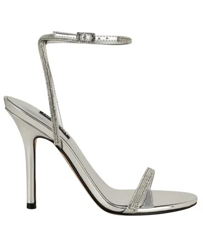Nine West Stodia Ankle Strap Sandal In Silver