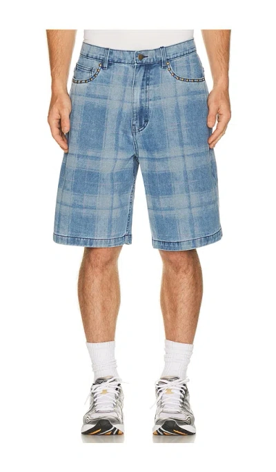 Pleasures Experiment Check-pattern Shorts In Blue