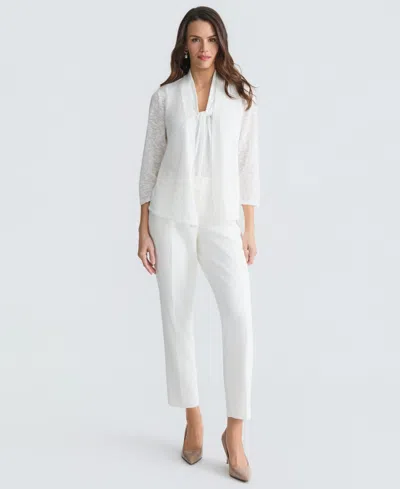 Kasper Petite Open-front Pull-on Cardigan In Vanilla Ice