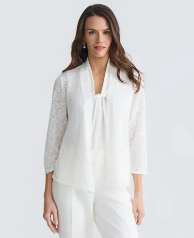 Kasper Petite Open-front Pull-on Cardigan In Vanilla Ice