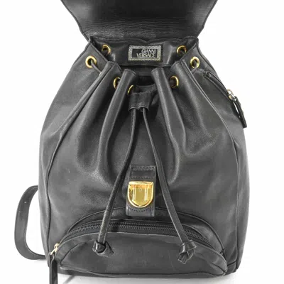 Pre-owned Versace Black Leather Backpack ()