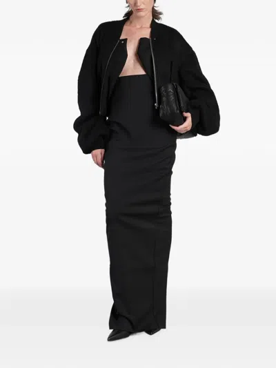Rick Owens Cropped Oversized Bomber Jacket In Black