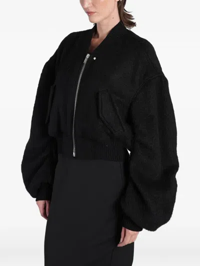 Rick Owens Cropped Oversized Bomber Jacket In Black