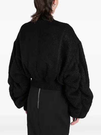 Rick Owens Cropped Oversized Bomber Jacket In Black