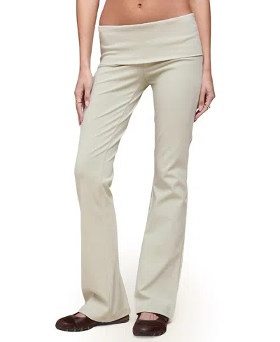 Edikted Ivanne Foldover Flared Pants In White