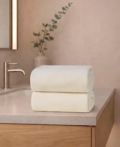 French Connection Solid Dobby 2-pc. Bath Sheet Set, 33" X 63" In Whisper White