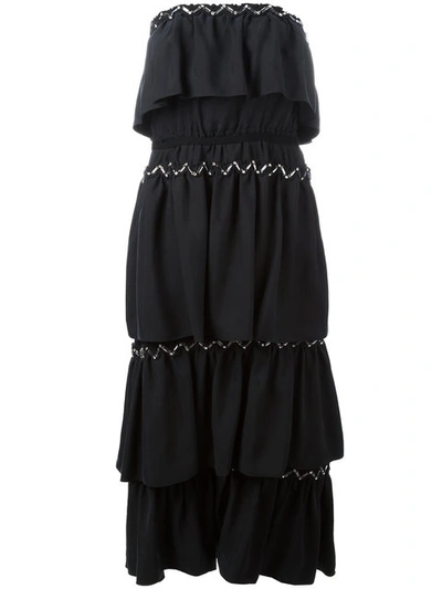Sonia Rykiel Woman Strapless Tiered Embellished Crepe Maxi Dress Black In 001