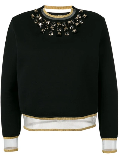 Fendi Embellished Sweatshirt In Black