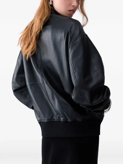 Liu •jo Oversized Leather Jacket In Black