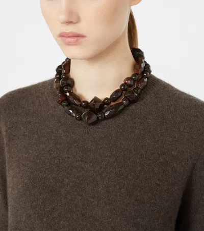 Max Mara Beaded Choker In Brown