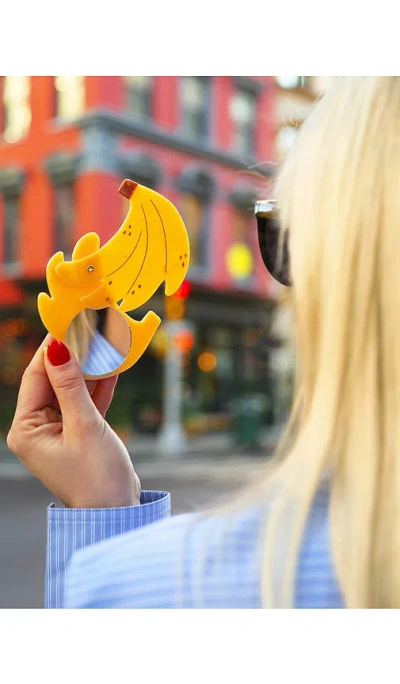 Solar Eclipse Hand-painted Banana Compact Mirror In N,a