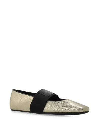 Givenchy Sliced Metallic Leather Ballet Flats In Silver