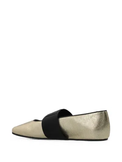 Givenchy Sliced Metallic Leather Ballet Flats In Silver
