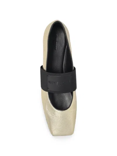 Givenchy Sliced Metallic Leather Ballet Flats In Silver