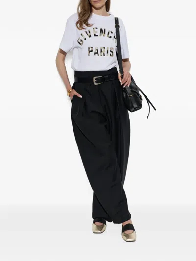 Givenchy Sliced Metallic Leather Ballet Flats In Silver