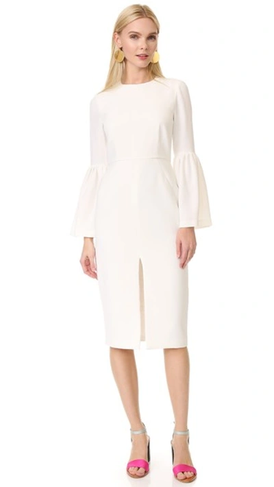 Jill Jill Stuart Trumpet-sleeve Front-slit Dress In Off White