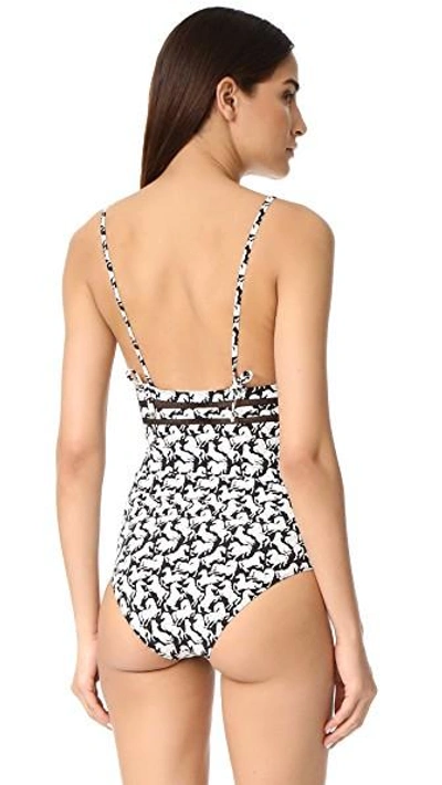 Shop Stella Mccartney Iconic Prints One Piece In Black/white Horses