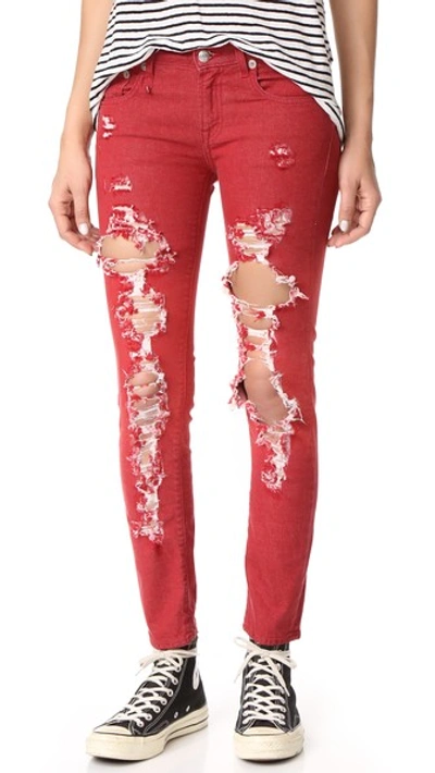 Shop R13 Kate Skinny Jeans In Red