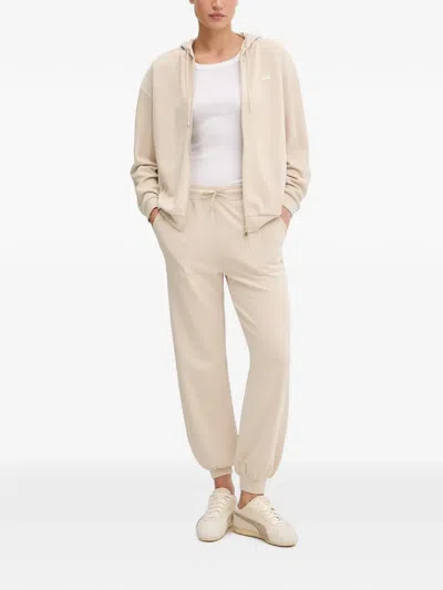 Ea7 Core Logo-plaque Drawstring Track Pants In Neutral