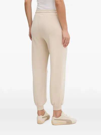 Ea7 Core Logo-plaque Drawstring Track Pants In Neutral