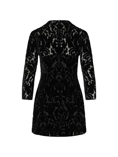 Gucci Devoré-pattern Mini Dress In Black