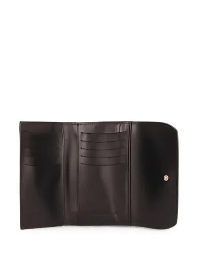 Longchamp Logo-plaque Foldover Wallet In Black