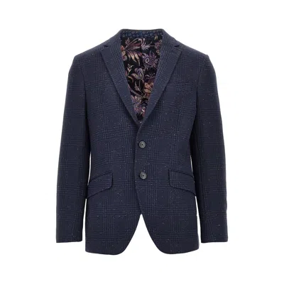 Etro Checked Single-breasted Blazer In Blue