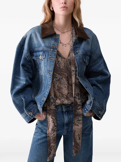 Liu •jo Oversized Denim Jacket In Blue