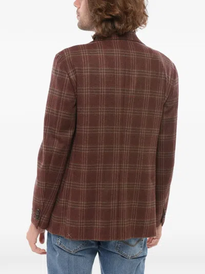 Corneliani Checked-pattern Single-breasted Blazer In Brown