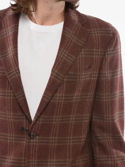 Corneliani Checked-pattern Single-breasted Blazer In Brown
