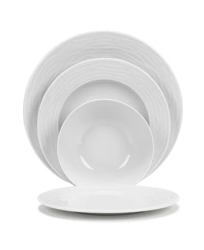 French Home White Wave 16-piece Dinnerware Set, Service For 4 In White
