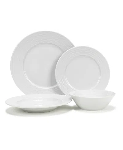 French Home White Wave 16-piece Dinnerware Set, Service For 4 In White