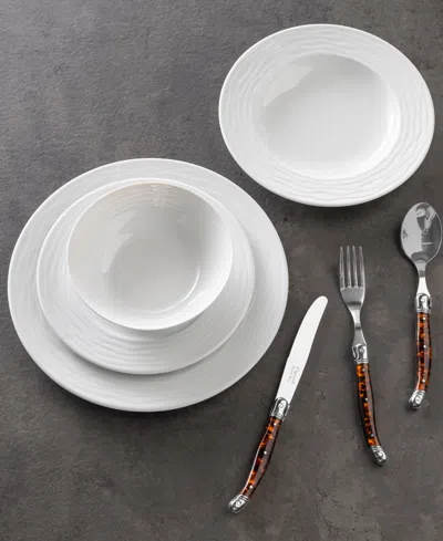 French Home White Wave 16-piece Dinnerware Set, Service For 4 In White