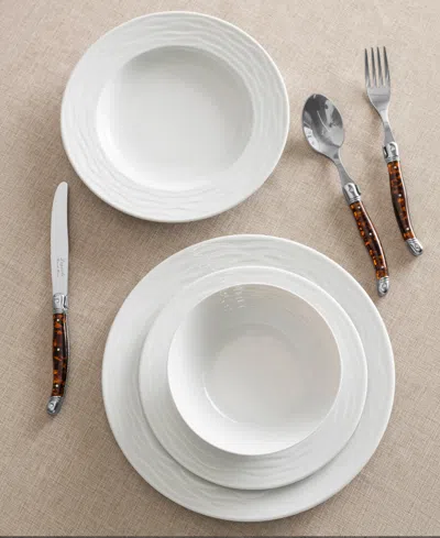 French Home White Wave 16-piece Dinnerware Set, Service For 4 In White