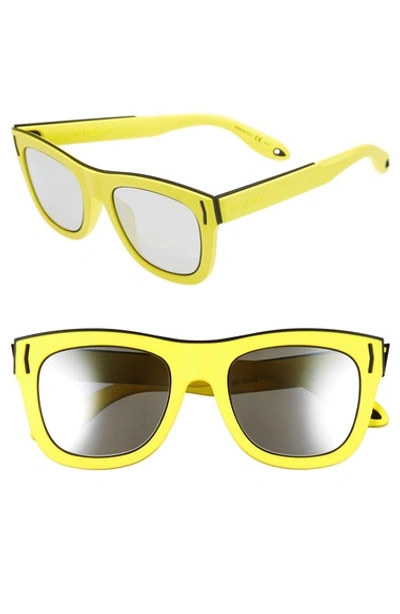 Givenchy Rave Collection Square Mirrored Sunglasses, 52mm In Yellow Fluorescent