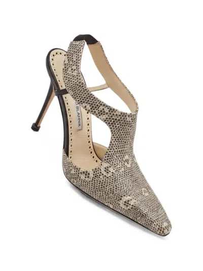 Manolo Blahnik Polignac Snakeskin-pattern Mules In Multi
