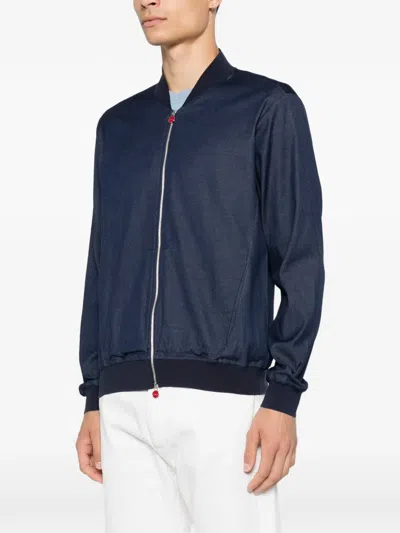 Kiton Zip-up Bomber Jacket In Blue