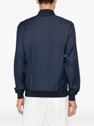 Kiton Zip-up Bomber Jacket In Blue