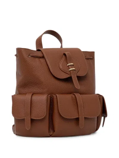 Coccinelle Medium Mavery Grainy-leather Drawstring Backpack In Red