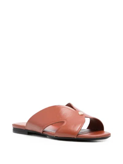 Sergio Moretti Firenze Cut-out Leather Slippers In Multi