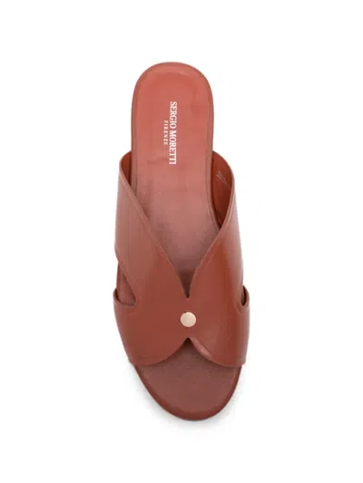 Sergio Moretti Firenze Cut-out Leather Slippers In Multi