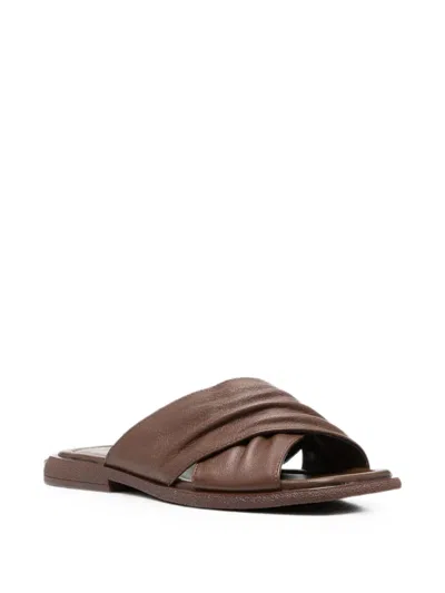 Sergio Moretti Firenze Crossover-strap Ruched Sandals In Multi