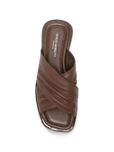 Sergio Moretti Firenze Crossover-strap Ruched Sandals In Multi
